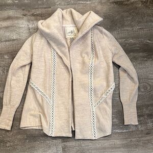 Anthro's Angel of the North Small Women's Cream Sweater with Crochet Details